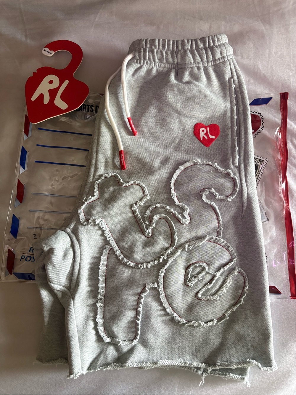 Red Letters Grey Shorts